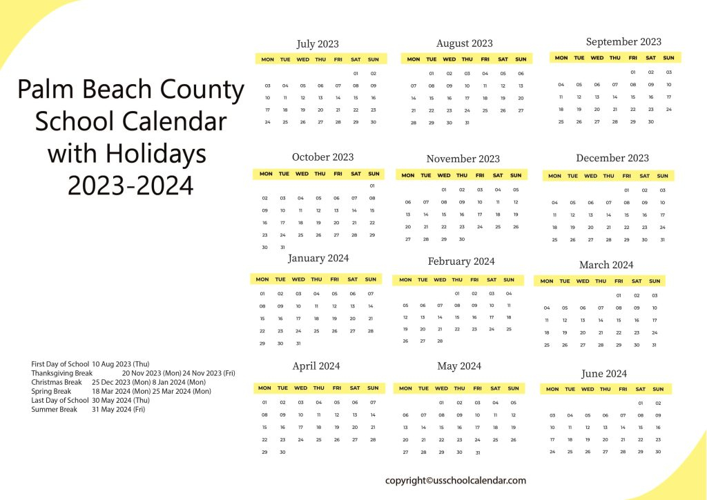 2024 And 2023 School Calendar Palm Beach County 2024 Calendar Printable