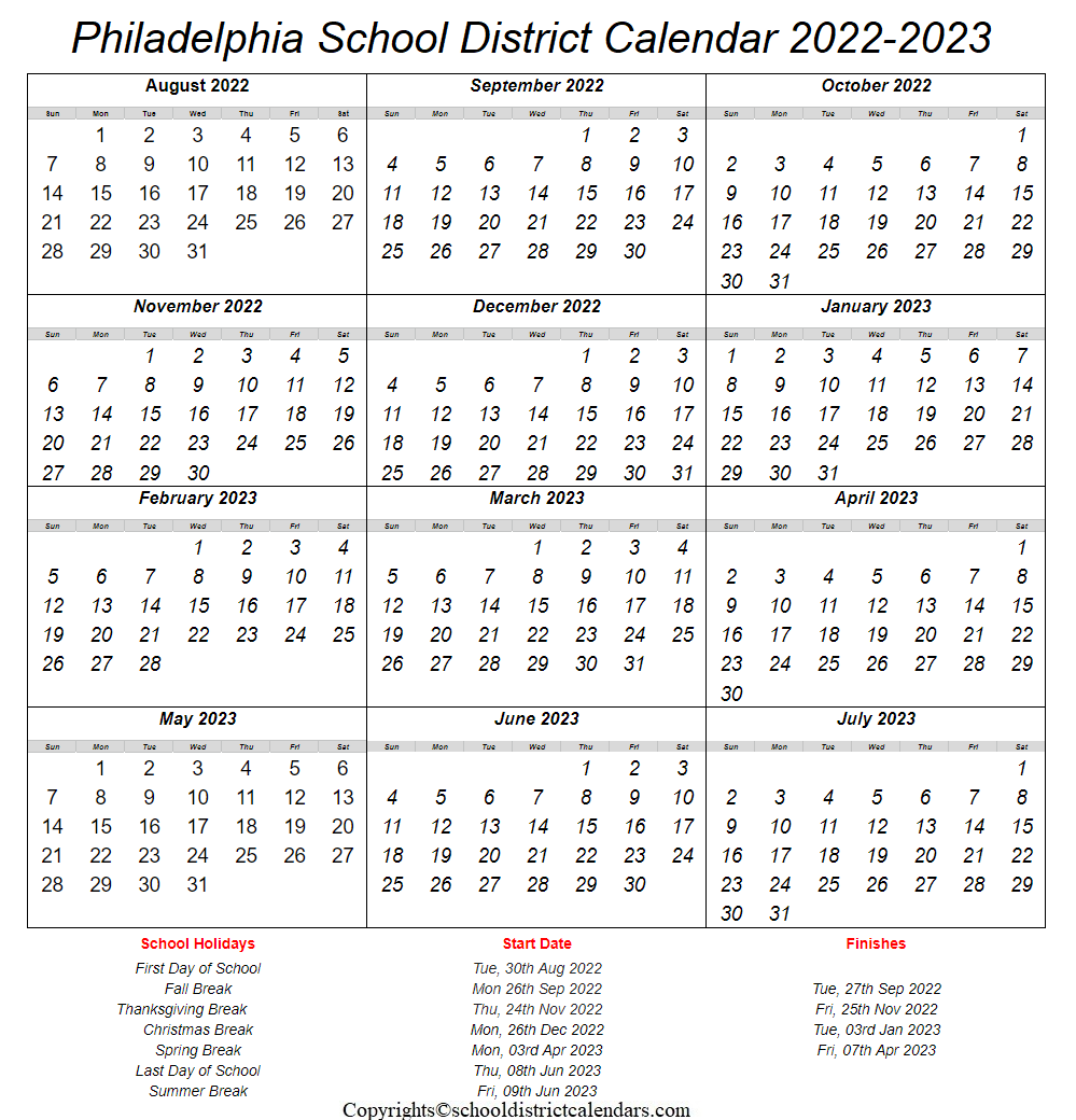 School District Of Philadelphia Calendar 2024 2024 Calendar Printable