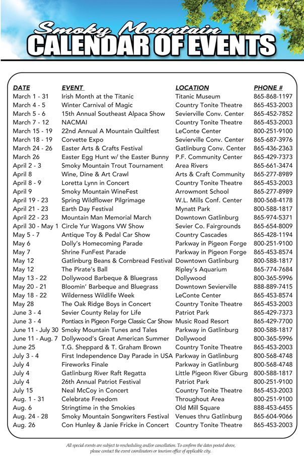 Gatlinburg Calendar Of Events 2024