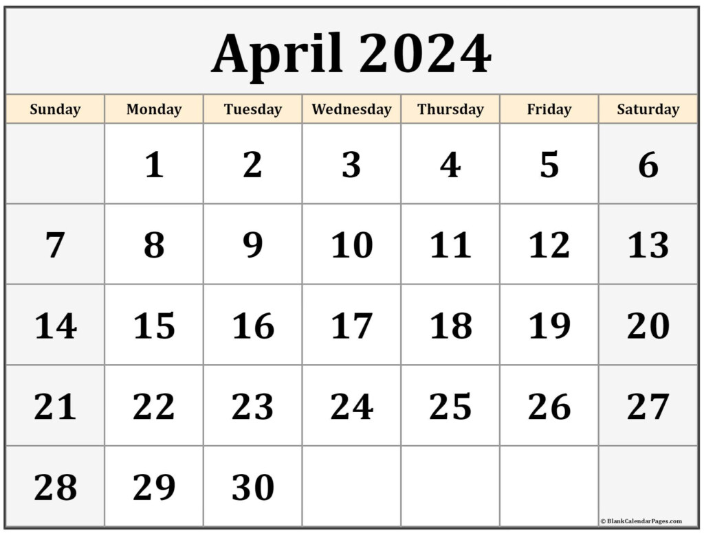 Free April Calendar 2024