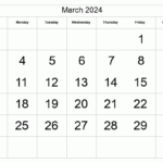 Calendar Template March 2024