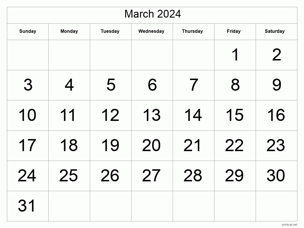 2024 March Calendar Printable 2024 Calendar Printable
