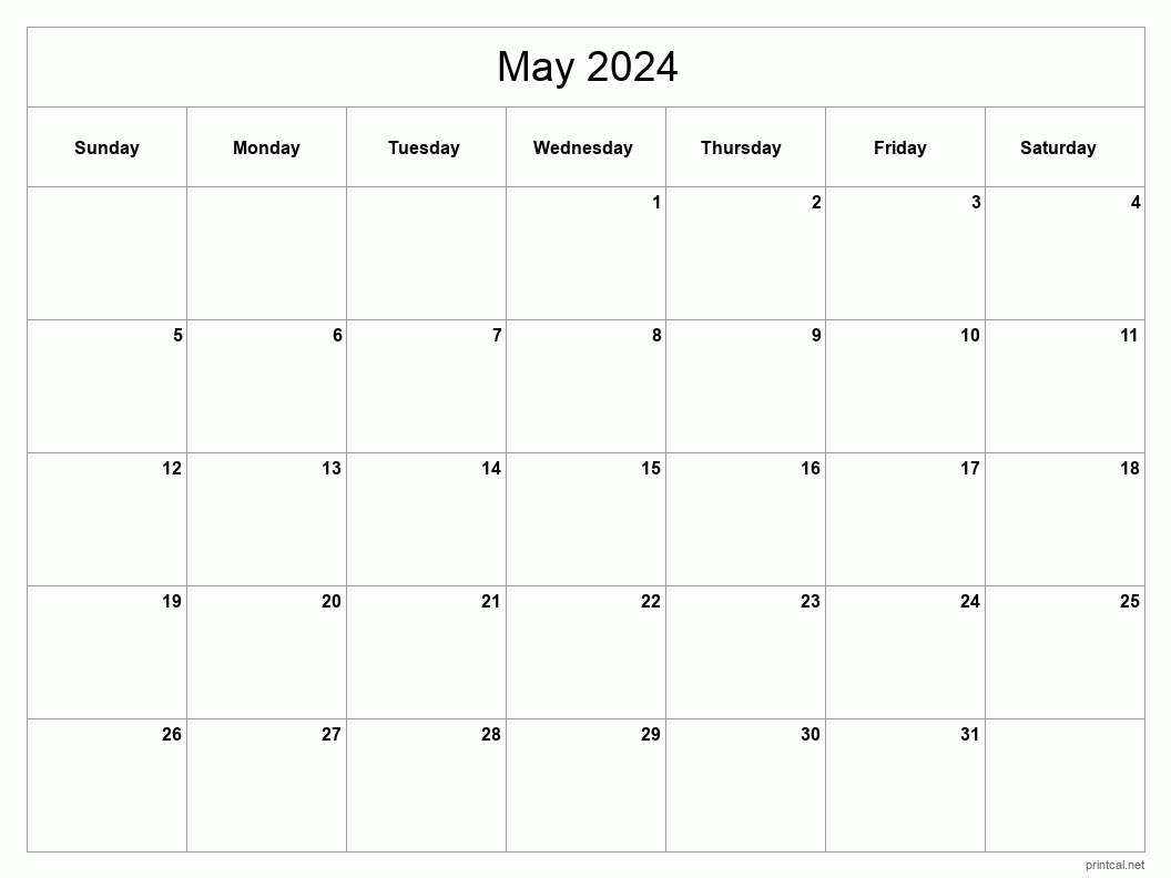 May 1 2024 Calendar 2024 Calendar Printable