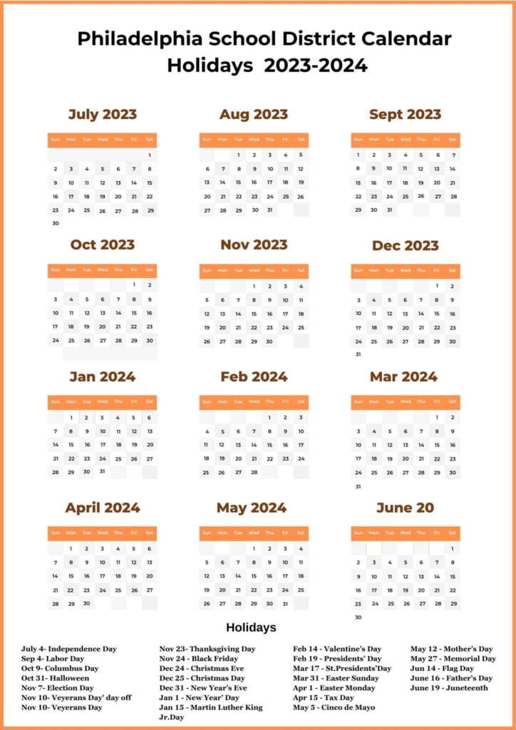 School District Of Philadelphia Calendar 2024 2024 Calendar Printable