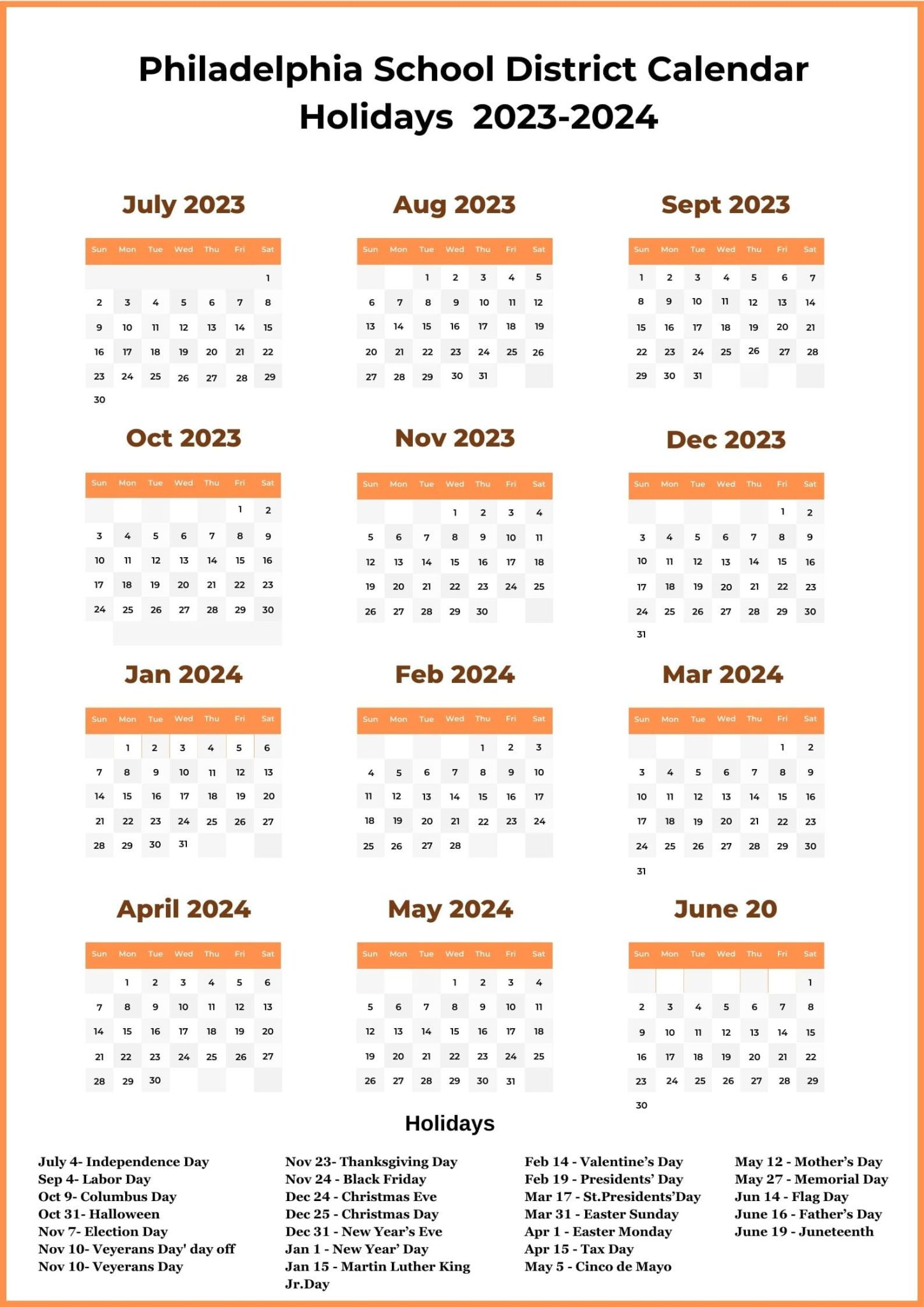 School District Of Philadelphia Calendar 2024 - 2024 Calendar Printable