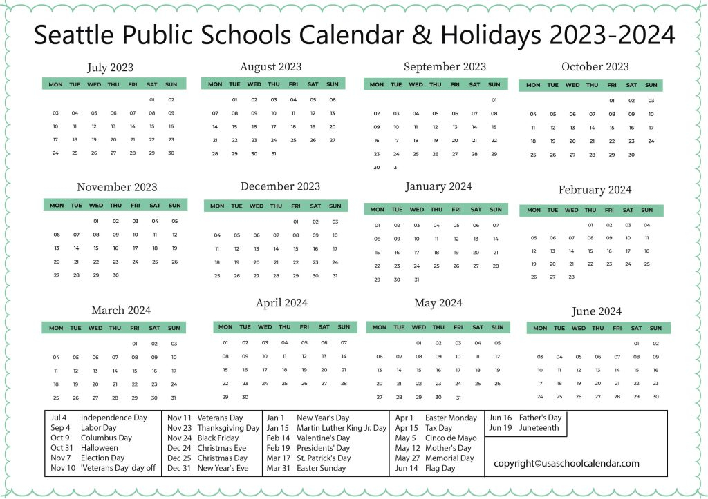 Seattle Public Schools Calendar 2024