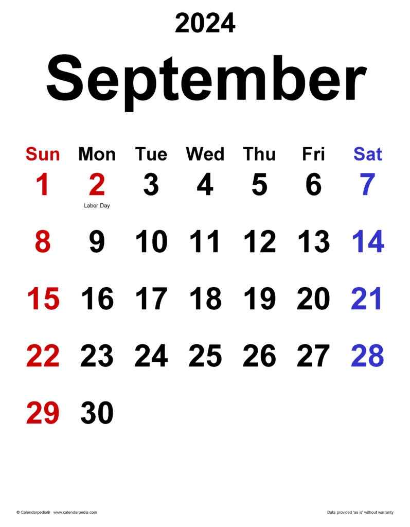 September 2024 Calender