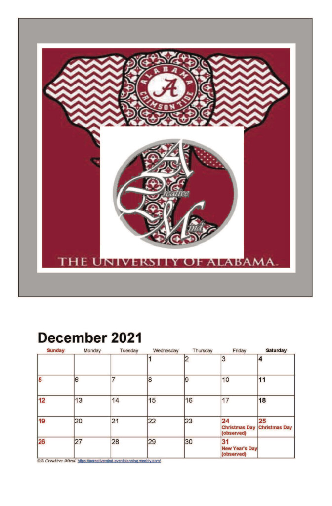 University Of Alabama Calendar 2021-2024