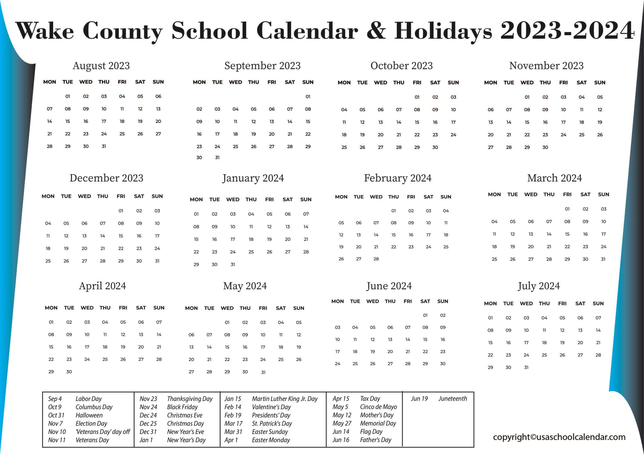 Wake County School Calendar 2024 2024 Calendar Printable