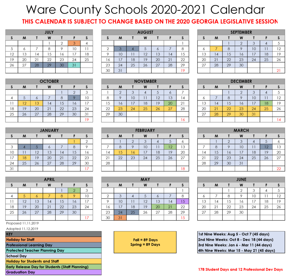 K12 School Calendar 2021-2024