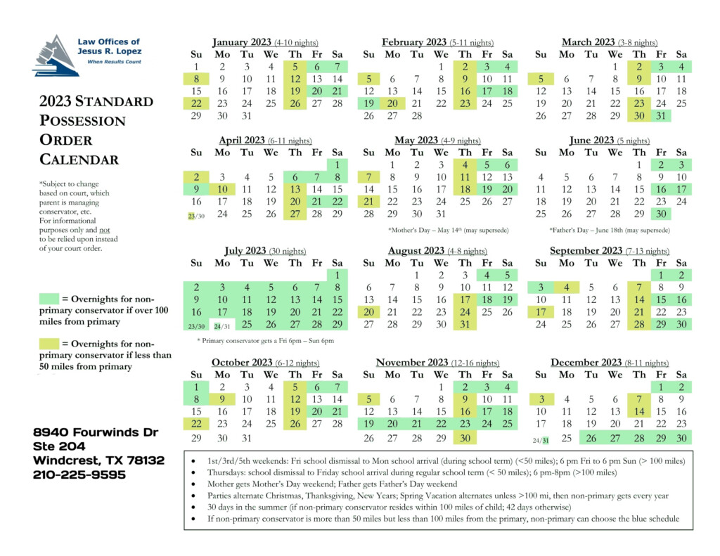 Texas Custody Calendar 2024