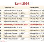 Catholic Lent Calendar 2024