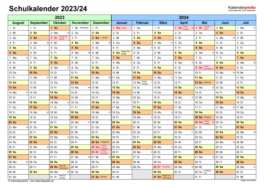 School Calendar 2024/23